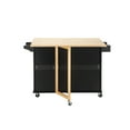 thumbnail image 3 of Hassch Kitchen Island with Drop Leaf Rubber Wood Top, Rolling Mobile Breakfast Bar Prep Table on Wheels with 3 Drawers and Storage Cabinet, Spice Rack, Towel Rack, Black, 3 of 9