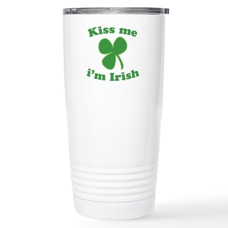 CafePress - Kiss Me Im Irish St Patricks Day Travel Mug - Insulated Stainless Steel Travel Tumbler 20 oz.