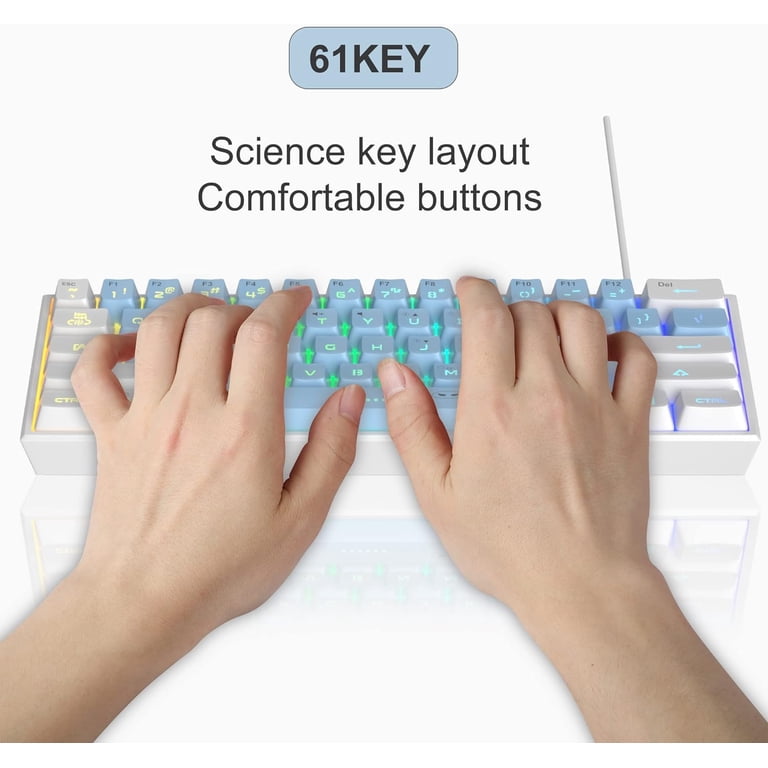 MageGee Mini 60% Gaming Keyboard, White Blue photo 3