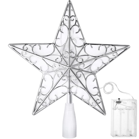 Decoración para árbol de Navidad Nuanchu Silver Glitter con 20 luces LED
