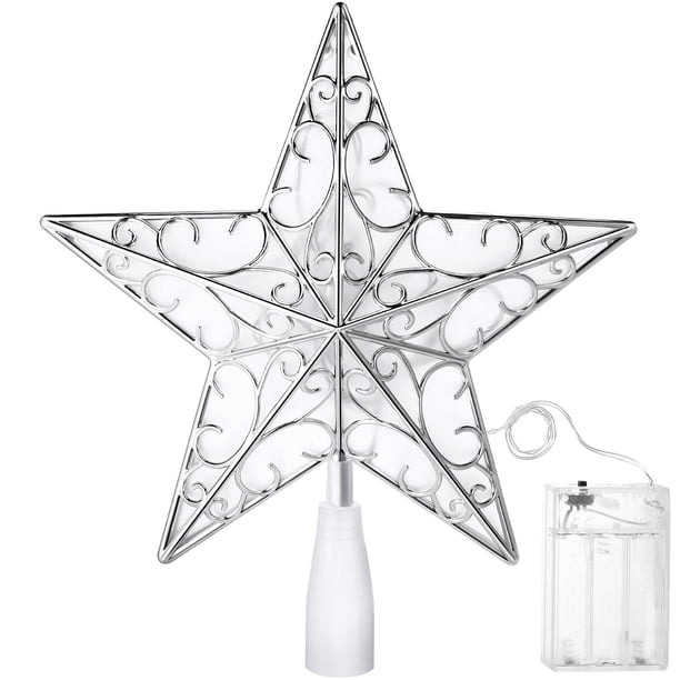 Decoración para árbol de Navidad Nuanchu Silver Glitter con 20 luces LED