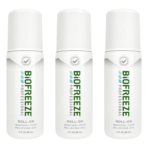 Biofreeze Professional 3 oz. Roll-On, Original Green Pain Relieving Gel Pack of 3