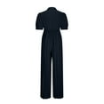 thumbnail image 4 of Women Jumpsuits 2025 Summer Casual Loose Short Sleeve Wide Leg One Piece Jumper Romper Outfits Trendy Clothes Black L, 4 of 6