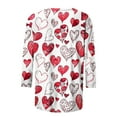 thumbnail image 4 of FAVIPT Valentines Day Tops for Women Cute Love Heart Print Graphic Tees T-Shirt 3/4 Length Sleeve Tunic Tops Pullover 2025 Multicolor,L, 4 of 5