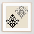thumbnail image 2 of Scroll Damask Art Black Grey Cream - Digital Art Pattern Geometric Floral Art Deco Modern Art Abstract Unframed Wall Art Print 8 x 8 inches, 2 of 9