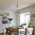 thumbnail image 3 of Silver Metal & Wood Beaded Pendant Light, 5-Light French Country Farmhouse Chandelier Rustic Grey Hanging Light Fixture for Dining Room Foyer Living Room Entryway, 3 of 5