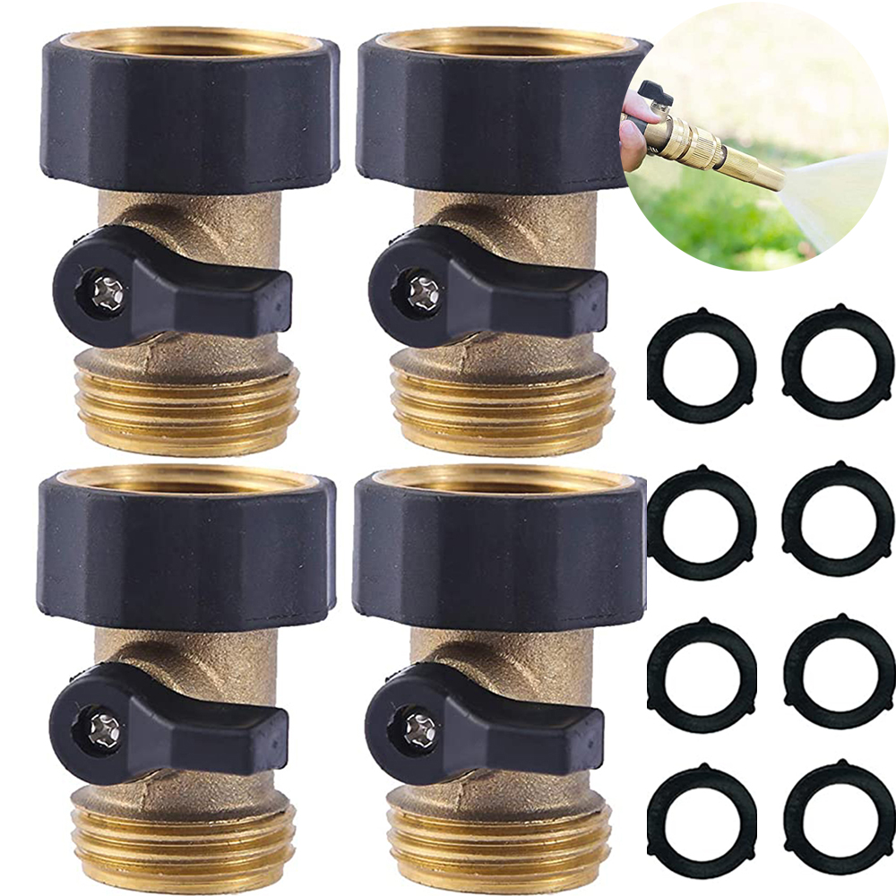 Elbourn Heavy Duty Brass Shut Off Valve Garden Hose Shut Off Valve Garden Hose Connector (4PCS