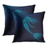 ECCOT Low Poly Mermaid Triangle Myth Creature Fairy Fantasy Mystic Poligonal Point Line Glowing Blue Dark Night PillowCase Pillow Cover 18x18 inch Set of 2