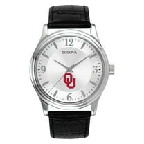 Men's Silver Oklahoma Sooners Leather Watch