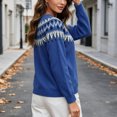 thumbnail image 5 of QSAWXQZ Women's Crewneck Sweater Long Sleeve Color Block Fair Isle Jacquard Pullover Casual Knit Top 4XL, 5 of 6