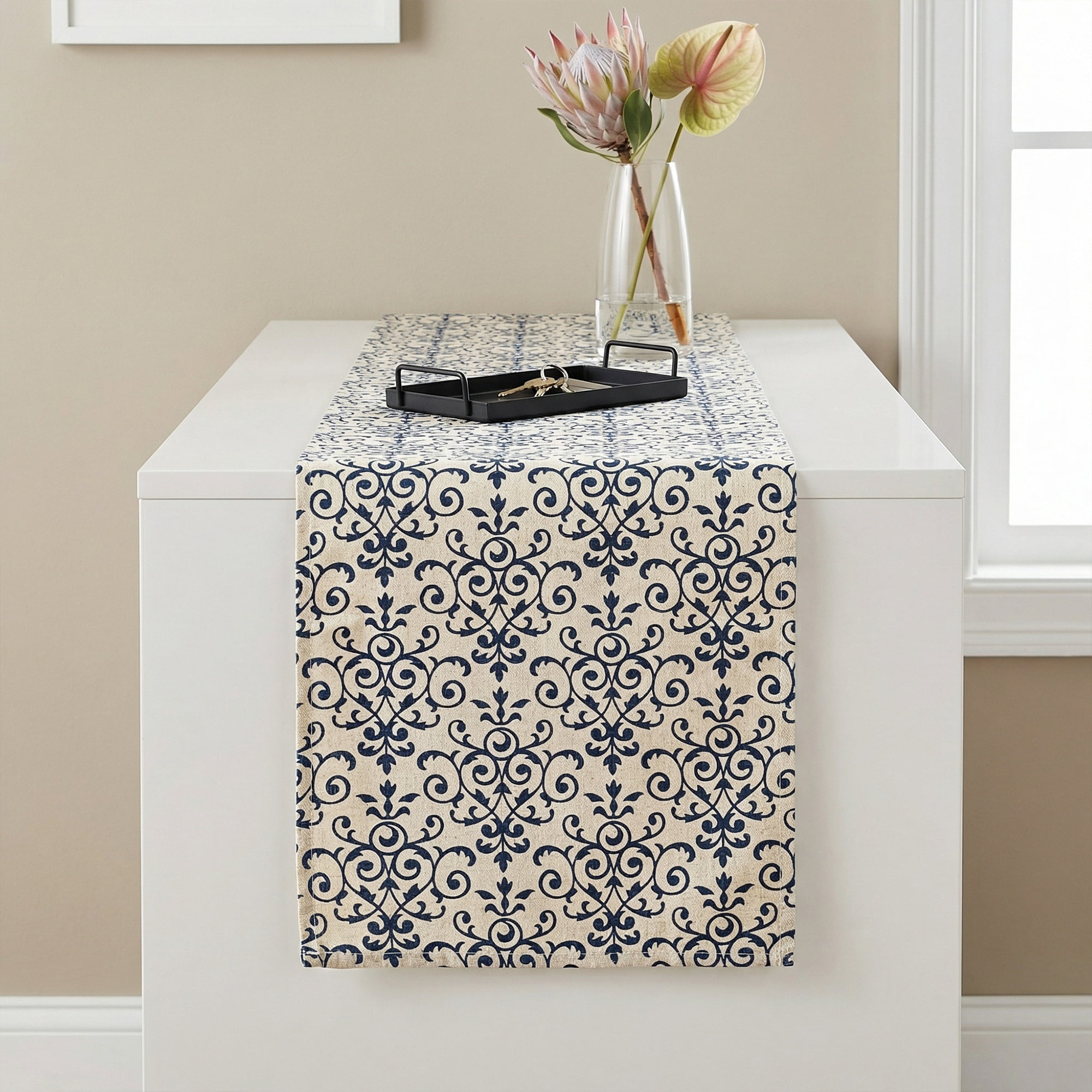 Unique Bargains Birthday Decorations Long Cotton Kitchen Runner Blue 11.8x86.6in