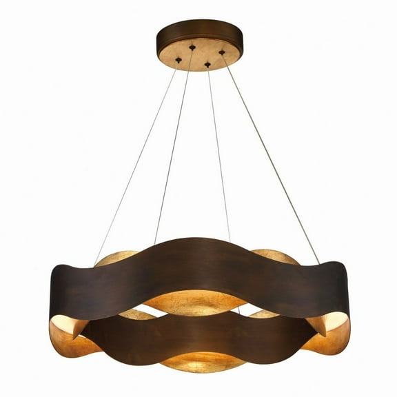 Transitional Medium Led Chandelier with Bronze/Gold Metal Waves-5.5 inches-Chandeliers Bailey Street Home 79-Bel-2608609