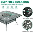 thumbnail image 4 of VIVIJASON Outdoor 64" Patio Dining Table for 8 Person, Large Patio Square Dining Table with 24" Lazy Susan, Dark Bronze Cast Aluminum Rustic Patio Table W/Umbrella Hole for Balcony, Porch and Deck, 4 of 7