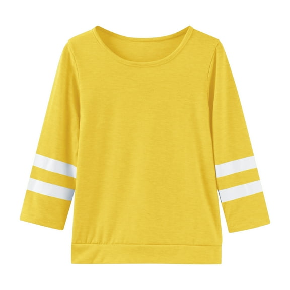 Girl Shirts 2t Long Sleeve Kids Girls Casual Crewneck Tunic Tops Pullover Sweatshirt Casual Loose Blouse T-Shirt,X12-Yellow,8-9 Years