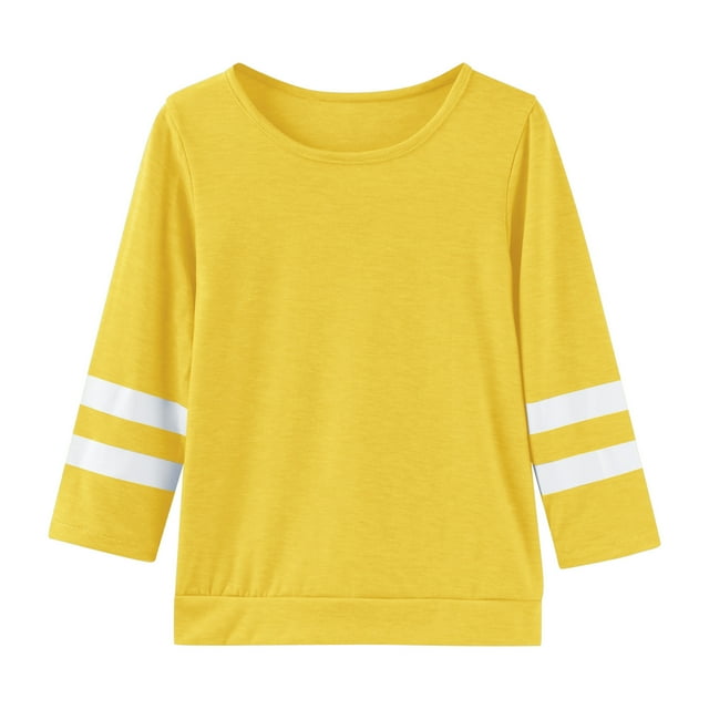 2025 Hauts, T-Shirts & Chemises pour Filles Enfants Décontracté Col Rond Crop Tops pour Tuniques Manches Longues Hauts Chandail Chandail en Molleton Décontracté T-Shirts Simples Blouse