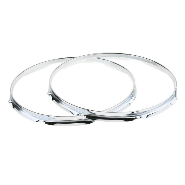 Paquete práctico/2 aros para tambor de 14 pulgadas, 8 orificios/orejas, plateados, 14 pulgadas, 8 14 pulgadas de 8 agujeros