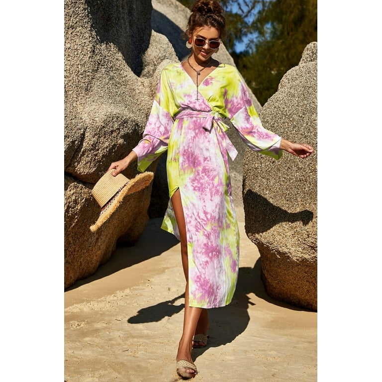 Tie dye wrap dress 2025