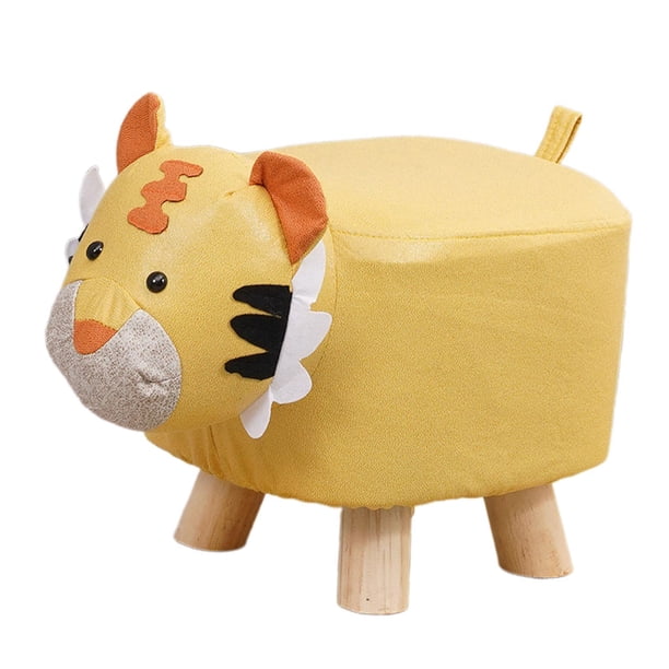 Reposapiés infantil con forma de animal, taburete para cambiar zapatos, otomano infantil con dibujos animados tigre amarillo