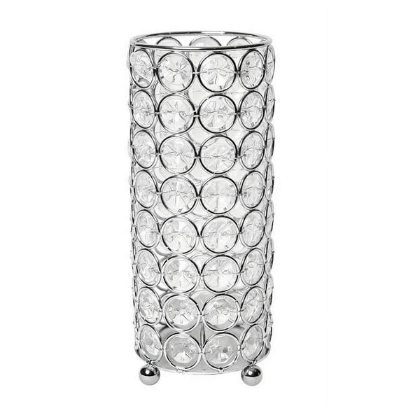 Elegant Designs Elipse Crystal Decorative Flower Vase, Candle Holder, Wedding Centerpiece, 7.50 Inch, Chrome