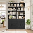 thumbnail image 2 of Hiphuta 78" Tall Double Row Bookcase with Drawers and Doors, Farmhouse Large Bookshelf with Cabinets, 47" Wide Cube Organizer for Home Office Living Room, Black, 2 of 7