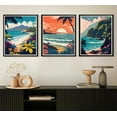 thumbnail image 3 of 3Pcs Hawaii Travel Wall Art Retro Exotic Tropical Canvas Posters Ocean Beach Prints Waves Landscape Pictures Vintage Mountain Paintings Wall Decor For Bedroom Living Room Artwork Framed, 3 of 5