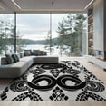 thumbnail image 2 of ODIKA 8'x10' Washable Area Rug Snake Abstract Coiled Form Minimalist Contrast Serpent Artwork for Living Room, Under Sectional, Family , Durable, Non-Slip, 2 of 7