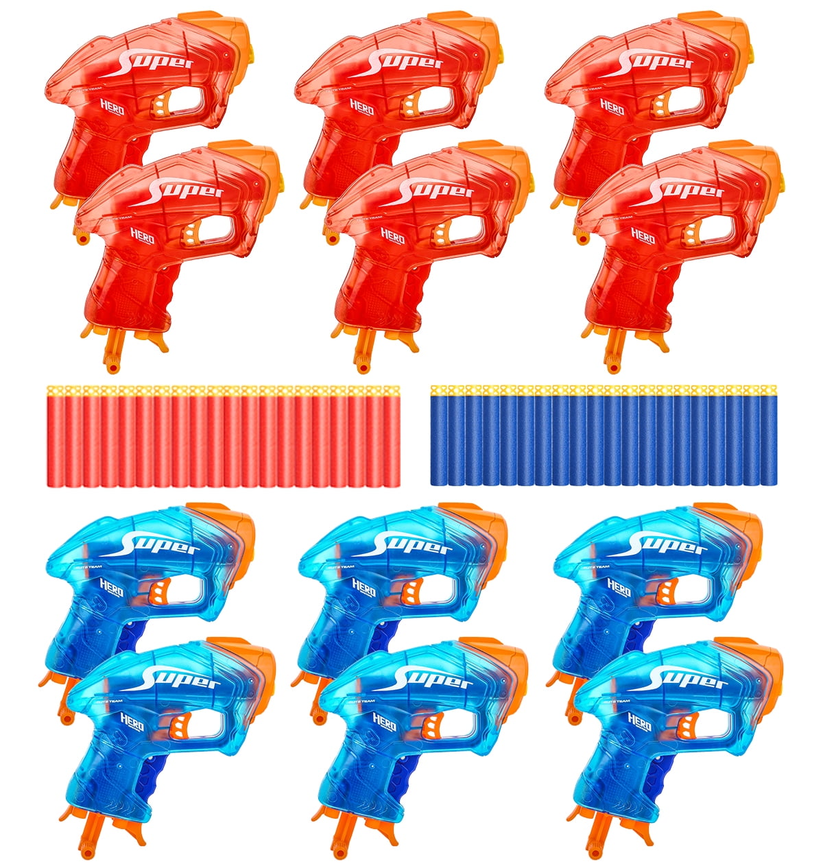 12 Small Gun Set for Nerf Party Supplies and Suitable for Birthday Bulk Nerf War Party Pack Bundle, Equipped with 12 Mini Pistol Blaster and 40 Foam Darts - for