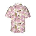 thumbnail image 3 of Balery Lilies Flowers Print Men's Hawaiian Shirts Short Sleeve Beach Shirt Relaxed Fit Vacation Button Down Shirts-Large, 3 of 9