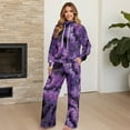 thumbnail image 4 of Uorisanigo Purple Dyeing Women's 2 Piece Outfits Casual Mock Neck Sweatshirt and Wide Leg Pants Tracksuit Sets Oversized Drawstring Pullover Hoodies and Sports Pants Matching Set for Teen Girls, 4 of 8