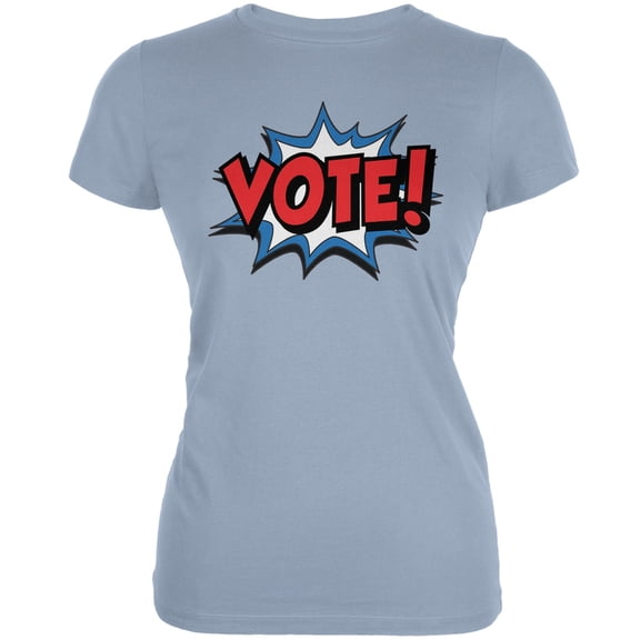 Election Comic Style VOTE! Light Blue Juniors Soft T-Shirt - Small