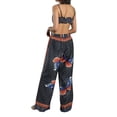 thumbnail image 2 of Douhoow Women Casual Two-piece Clothes Set Butterfly Printed Tops + Wide Leg Pants, 2 of 7