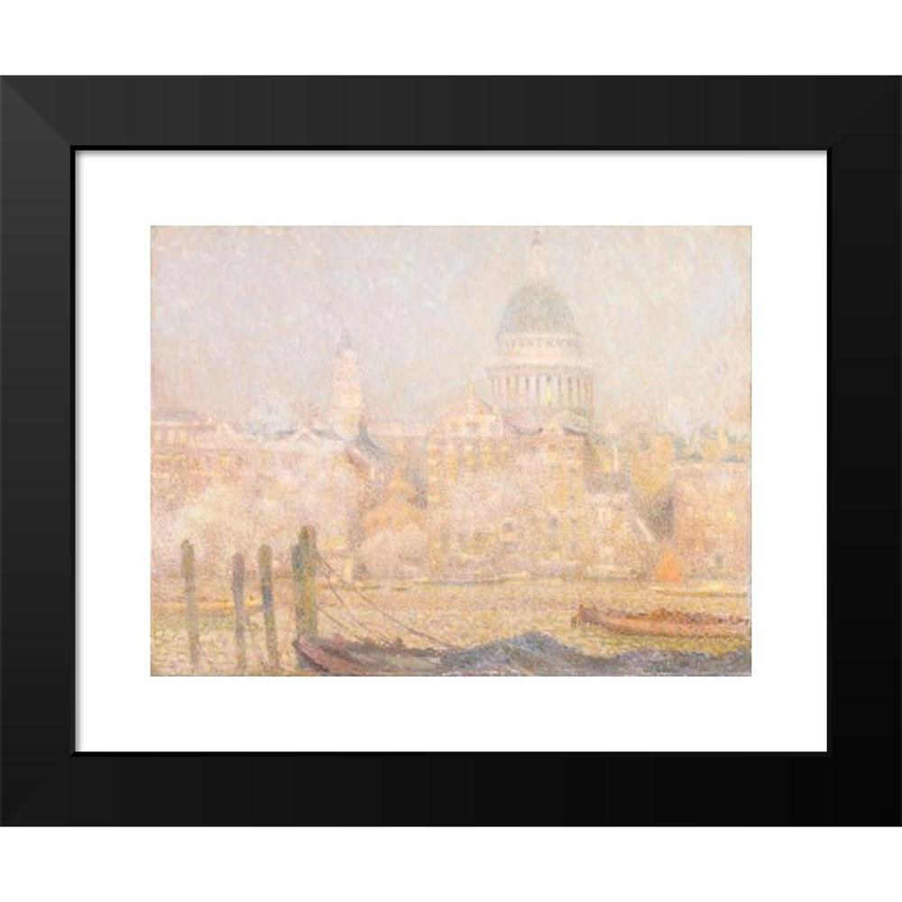 Henri Le Sidaner 18x15 Black Modern Framed Museum Art Print Titled - St. Paul's from the River- Morning Sun in Winter