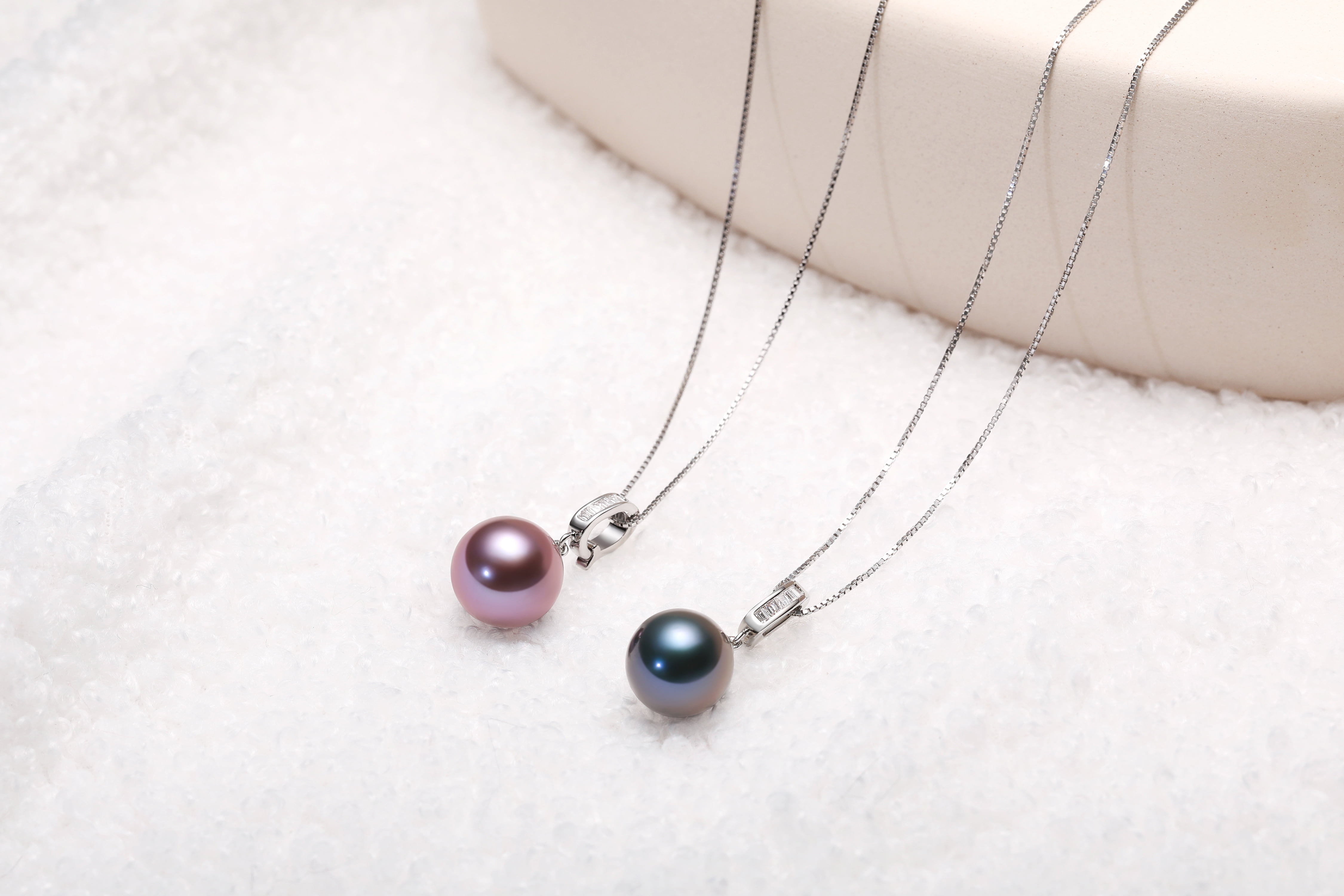Yami 10-11mm Black Pearl Necklace 925 Sterling Silver 18+2in Cultured Pearl Jewelry Gift for Women