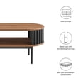 thumbnail image 6 of Coffee Sofa Side Table, Walnut Black, Wood, Metal Steel, Oval, Industrial Living Lounge Cafe Lobby Hospitality Restaurant, Modern Contemporary HB34891, 6 of 8