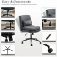 thumbnail image 6 of YEXJ Cloud Criss Cross Legged Chair,18" High Back Armless Home Office Desk Chair with Wheels,Wide Adjustable Comfy Padded Seat Task Computer Chair,Modern Swivel Makeup Vanity Chair,Microfiber,Grey, 6 of 10