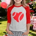 thumbnail image 2 of Girls Long Sleeve Shirts Crewneck Graphic Tees Spring Tops for Girls 4t Casual Color Block Cute Pullover Blouses Tops(Size 3-4 Years,1-Red), 2 of 4