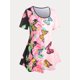 thumbnail image 1 of Camiseta con Estampado de Flores de Mariposa en Talla Extra Rosegal  Camisetas tallas grandes, 1 of 5