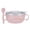 Pink, variant on Soumake Kids Training Bowl Fall Resistance High Temperature Resistant with Lid Easy to Clean Dual Handles Dustproof Stainless Steel Cartoon Kids Bowl Toddlers Spoon for Daily Use