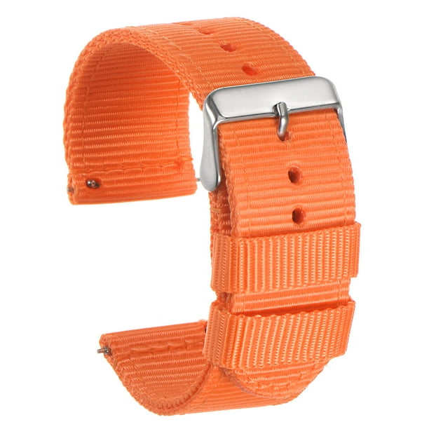 Amarillo Nylon Reloj Correa 24mm Ancho Duradero Nylon Correa con Plata Hebilla, Universal Reemplazo Lienzo Reloj Correa 47