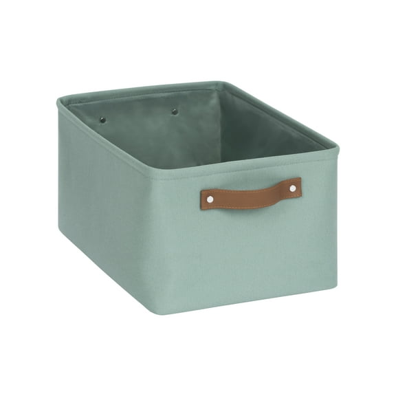Mainstays Green Sage Canvas Polyester Storage Basket with Handles