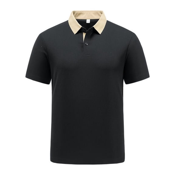 Rrxhxhs Golf Shirts for Men Summer Fashion Contrast Collared 2-Button Short Sleeve Leisure Thin Ice Silk Business Casual Tops,L