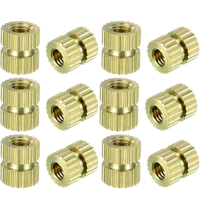 HUGFEG M2.5x3.8mm Female Thread Knurled Nuts,200PCS Hx6mm OD Brass Threaded Insert Embedment Nuts Hydraulic Welded Joint Injection Molding Assortment Kit for 3D Printing Injection Molding UA824-6556