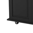 thumbnail image 6 of Kitchen Island Cart with 2 Door Cabinet and 3 Drawers and Drop Leaf Top, Island with Spice Rack, Towel Rack and Wheels, Movable Kitchen Storage Cabinet, Black, 6 of 9