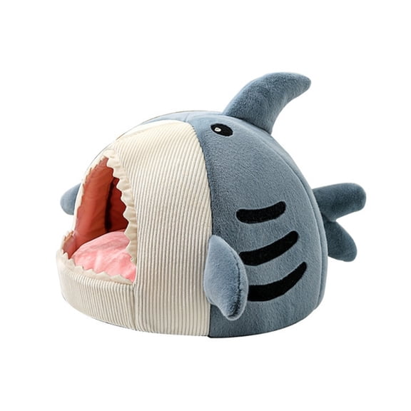 Cats Tent Bed House for Indoor Small to Large Cats Soft Cute Shark Shape with Anti-Slip Bottom Machine Washable Cushions