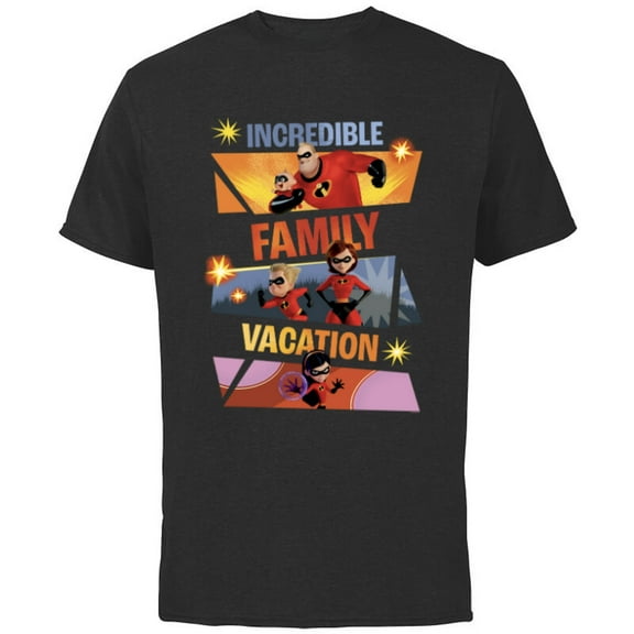 Disney and Pixar’s The Incredibles Family Vacation Trip - Short Sleeve Cotton T-Shirt for Adults - Customized-Black