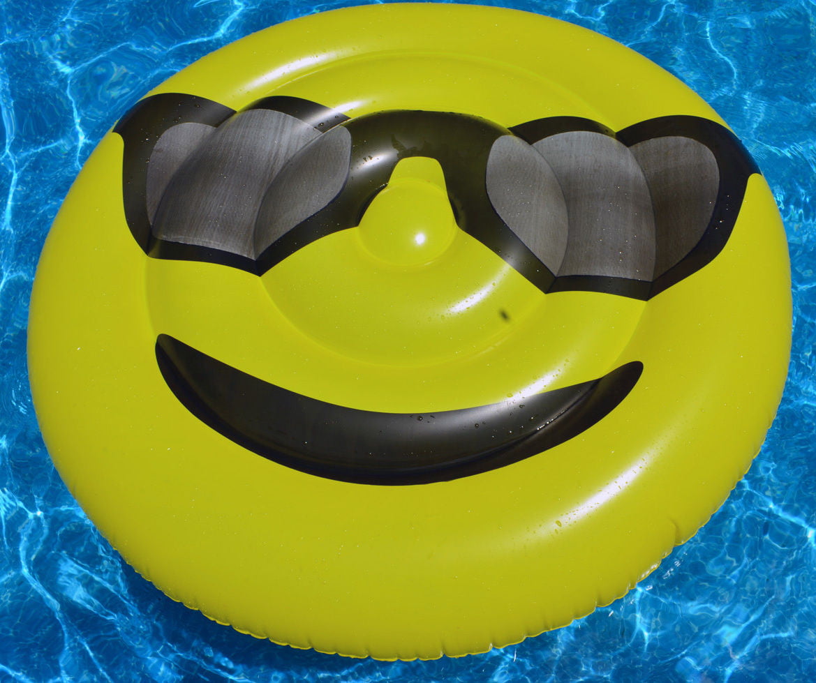 3 ft Inflatable Snow Riding Tube Smiley Emoji Design with Easy Grip Handles 