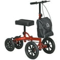 thumbnail image 1 of HOMCOM Trottinette à Genou Réglable, Marcheur Pliant avec Roue en Caoutchouc, Rouge, 1 of 10