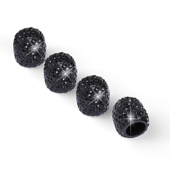 Tapones para válvulas JUSTTOP Crystal Rhinestone, paquete de 4 unidades, color negro