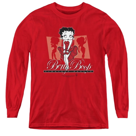 Betty Boop Timeless Beauty Youth Long Sleeve T-Shirt Tee Red