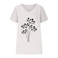 thumbnail image 4 of Diufon Cotton Linen Shirts for Women Short Sleeve V Neck Blouses Print Summer Tees Tops, 4 of 4